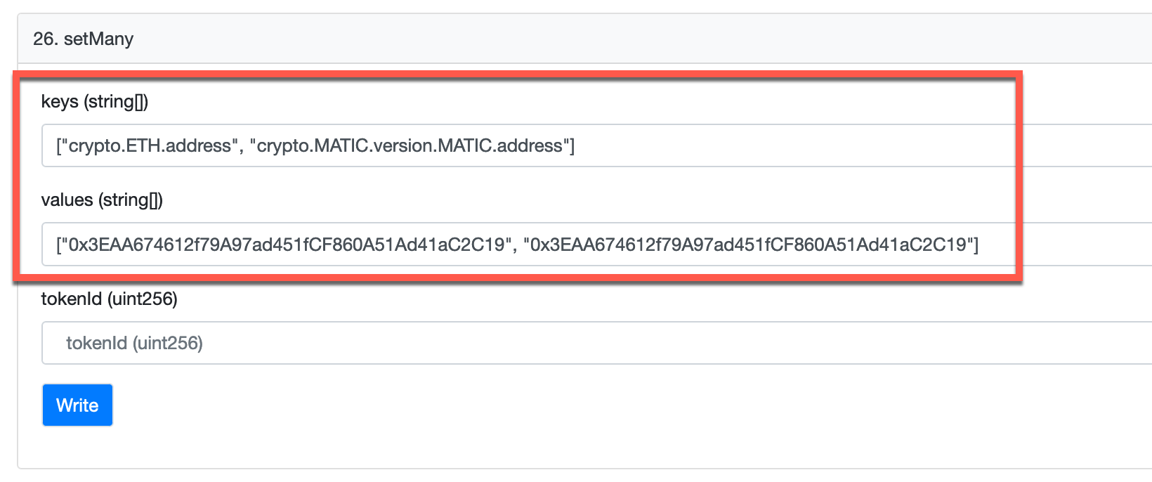 adding records with setMany