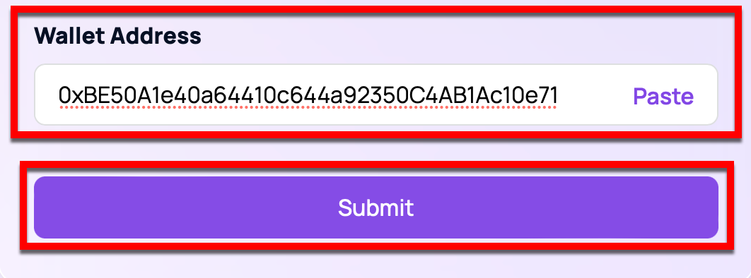 faucet address submission