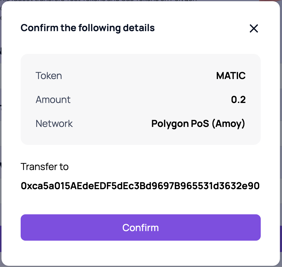 faucet transaction confirmation