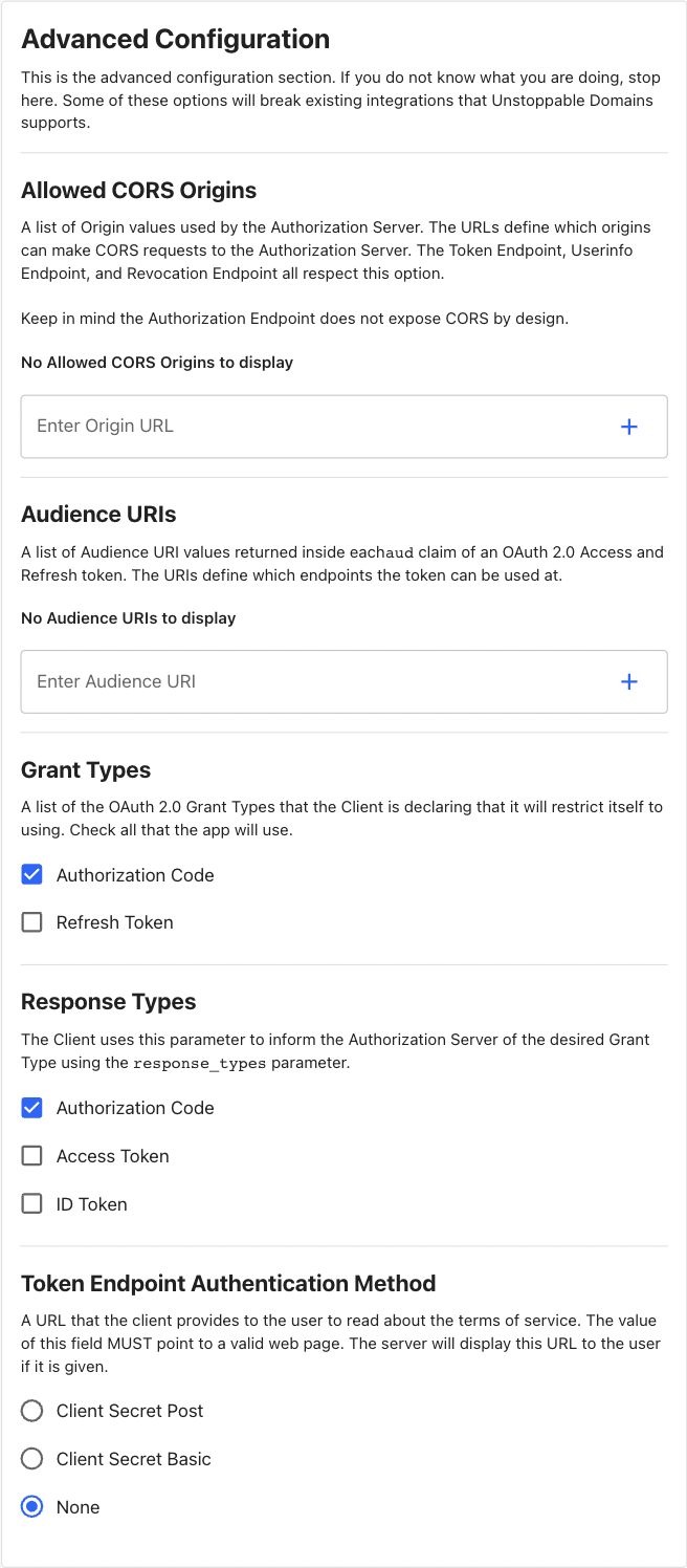 Login Client Advanced Configuration