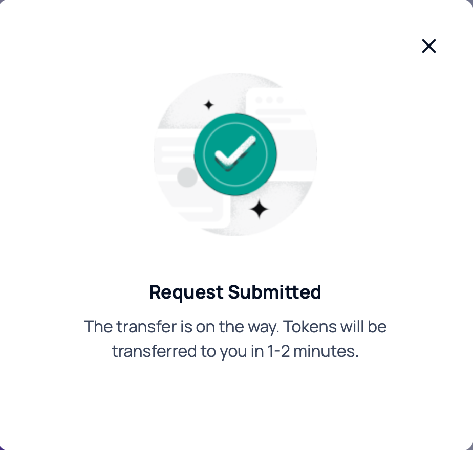 successful faucet request submission